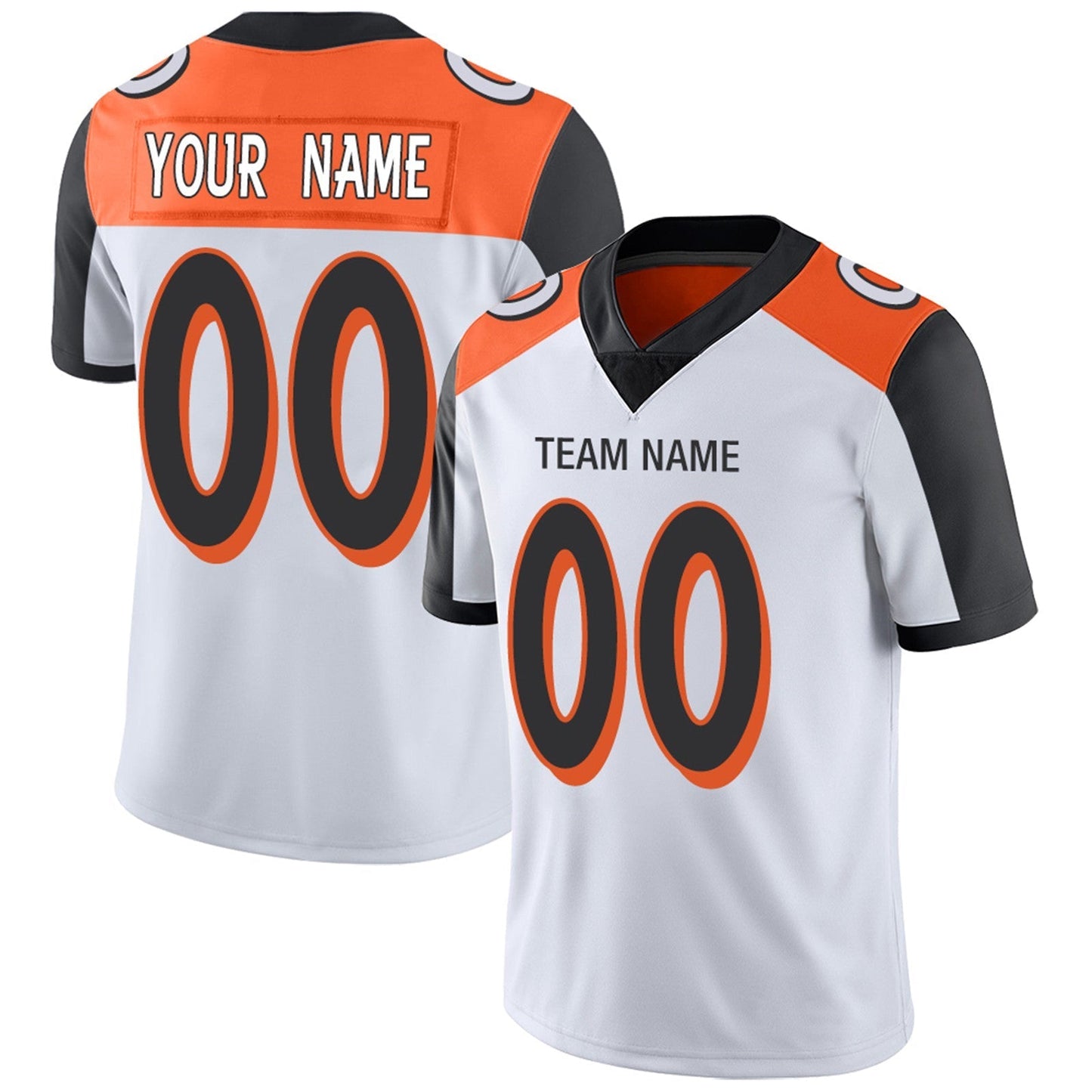 Custom Football Jerseys Team Player or Personalized Design Your Own Name for Men's Women's Youth Jerseys Orange