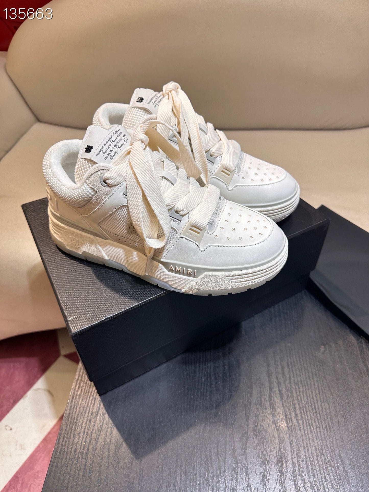 Men's Amiri Premium Leather Platform Mesh Shoes
