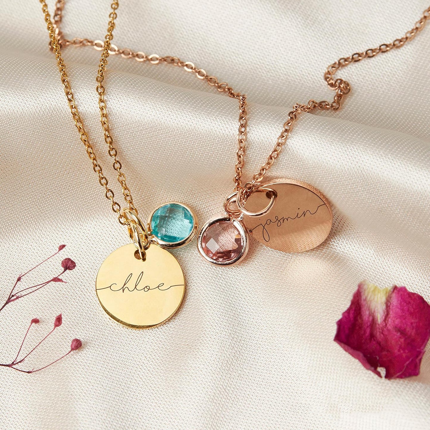 Birthstone Name Necklace Personalized Jewelry for Women Mother's Day Gifts for Mom Gold Plated Pendant Charm, Custom Jewelry Grandma Gift Birthday Personalized Gifts for New Moms