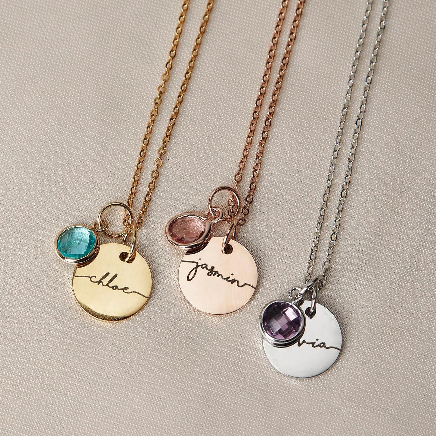 Birthstone Name Necklace Personalized Jewelry for Women Mother's Day Gifts for Mom Gold Plated Pendant Charm, Custom Jewelry Grandma Gift Birthday Personalized Gifts for New Moms