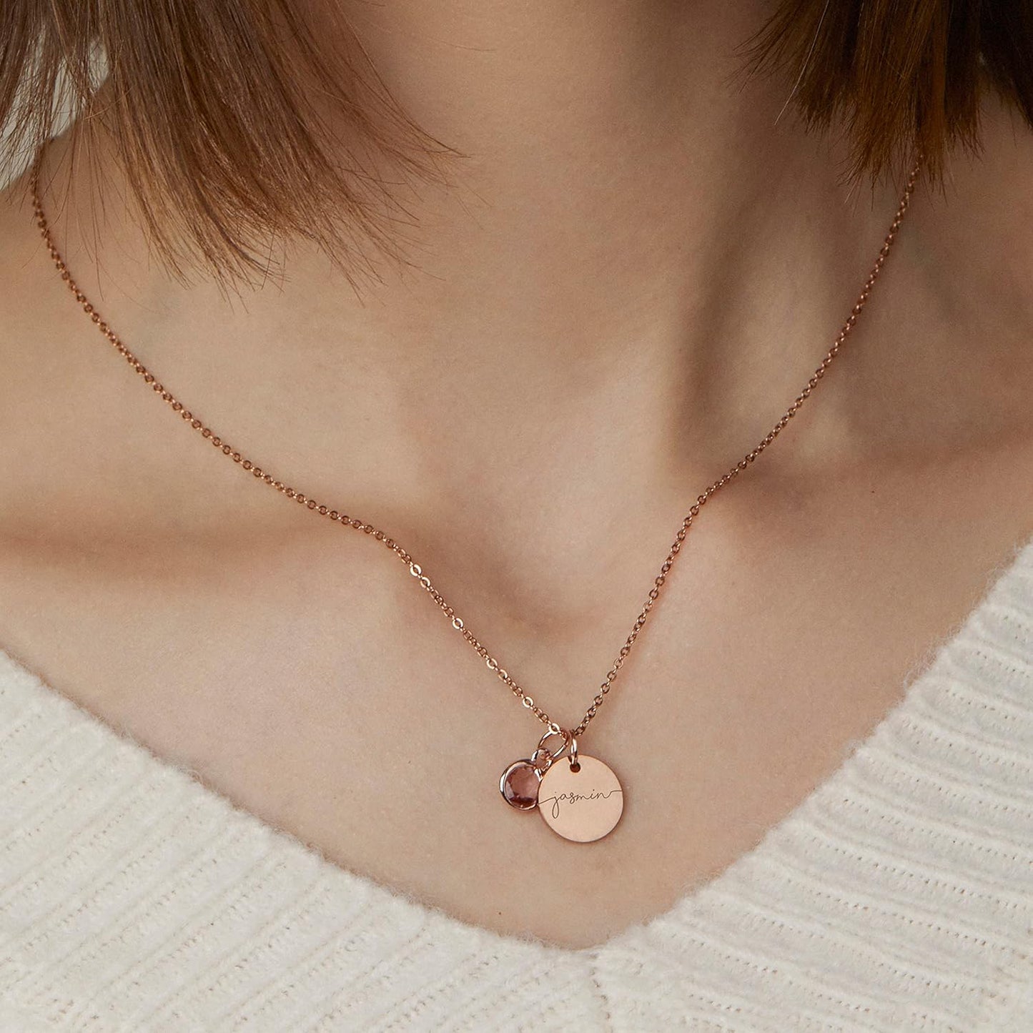 Birthstone Name Necklace Personalized Jewelry for Women Mother's Day Gifts for Mom Gold Plated Pendant Charm, Custom Jewelry Grandma Gift Birthday Personalized Gifts for New Moms