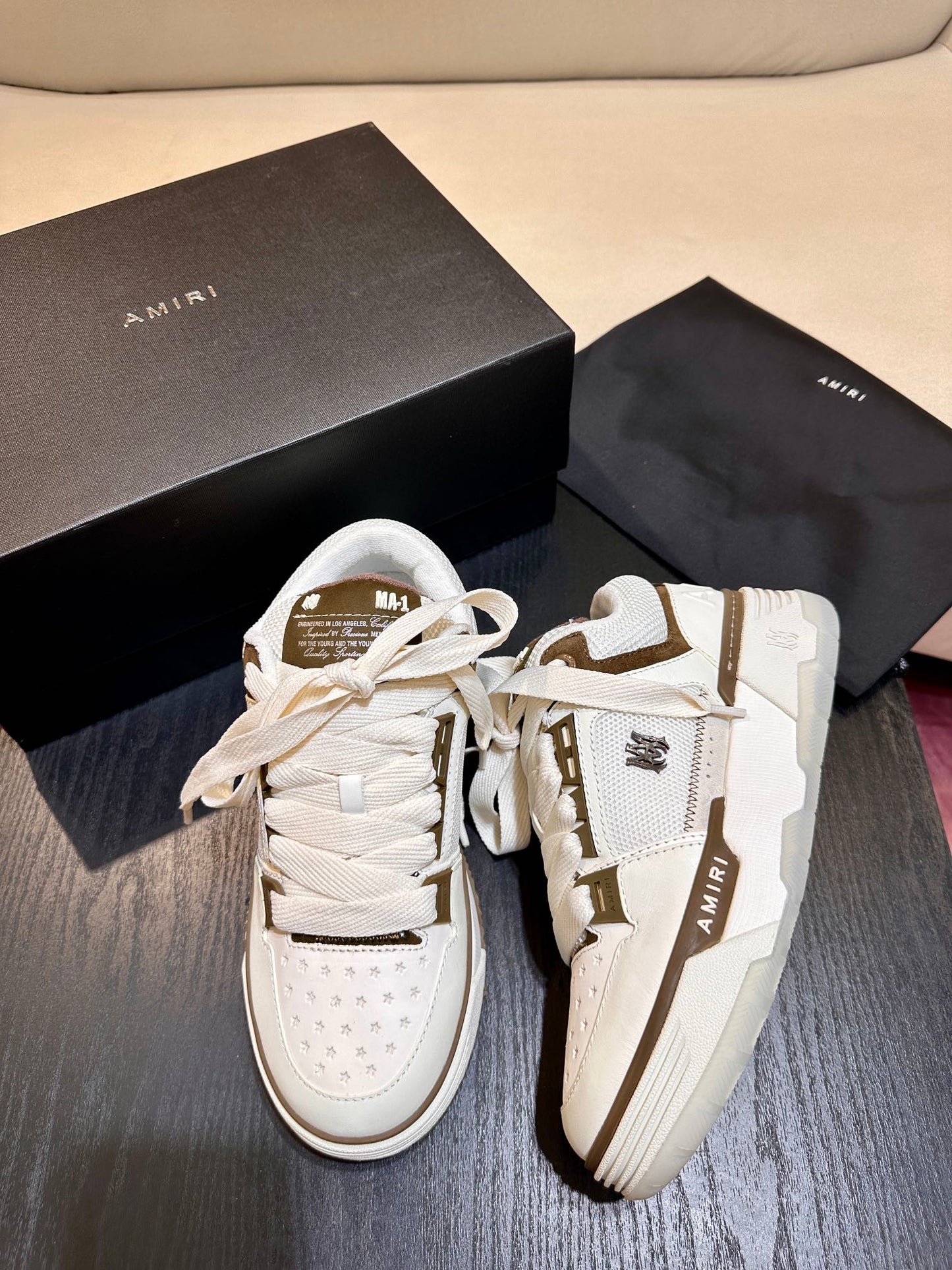 Men's Amiri Premium Leather Platform Mesh Shoes