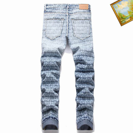 Men's Purple Fashionable Casual Jeans Pants Size 29-38