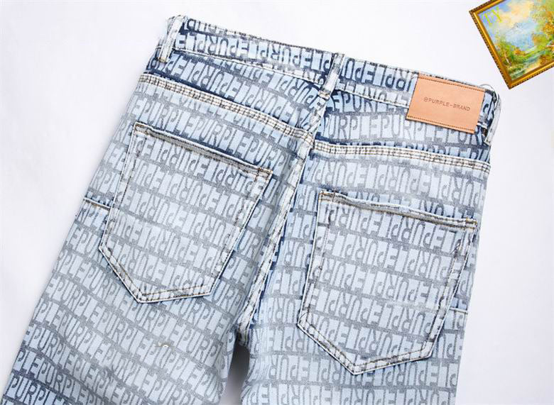 Men's Purple Fashionable Casual Jeans Pants Size 29-38