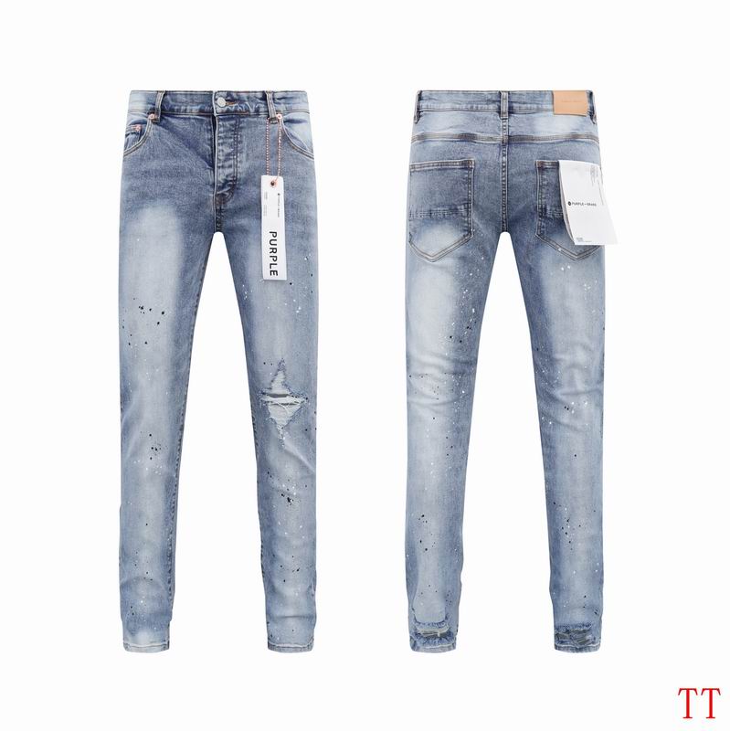 Men's Purple Fashionable Casual Jeans Pants Size 30-38
