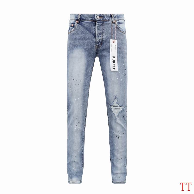 Men's Purple Fashionable Casual Jeans Pants Size 30-38