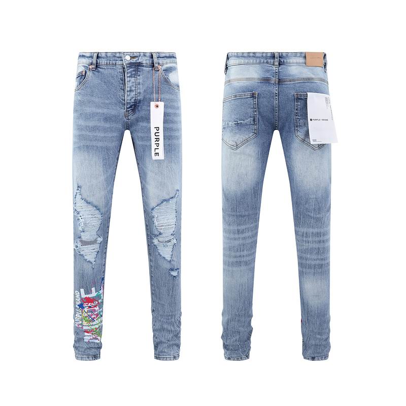 Men's Purple Fashionable Casual Jeans Pants Size 30-38
