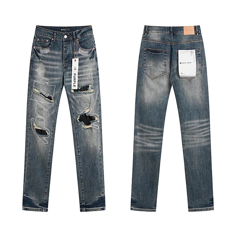 Men's Purple Fashionable Casual Jeans Pants Size 30-38