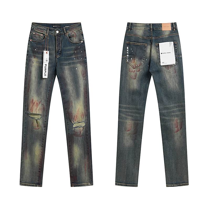 Men's Purple Fashionable Casual Jeans Pants Size 30-38