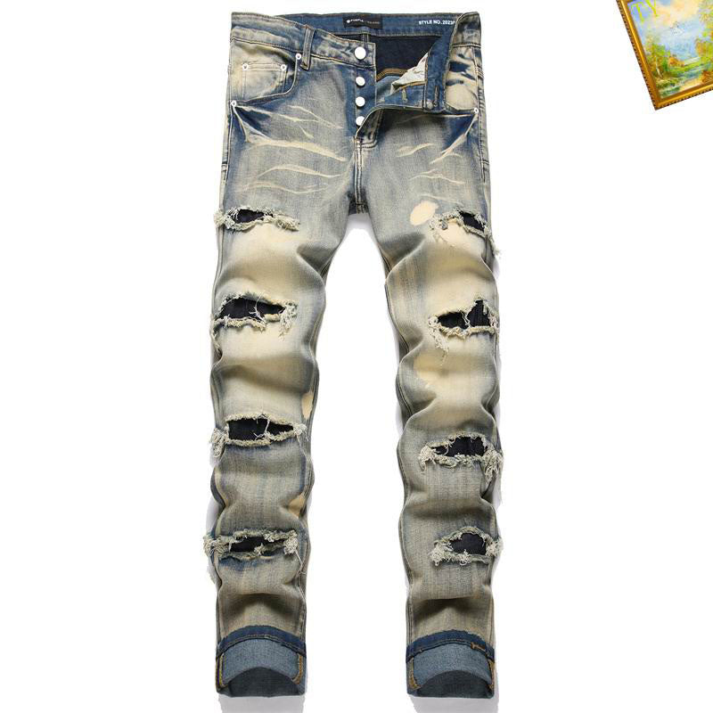 Men's Purple Fashionable Casual Jeans Pants Size 29-38