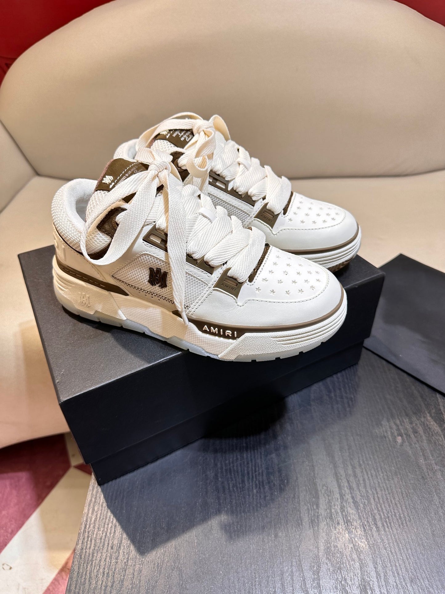 Men's Amiri Premium Leather Platform Mesh Shoes