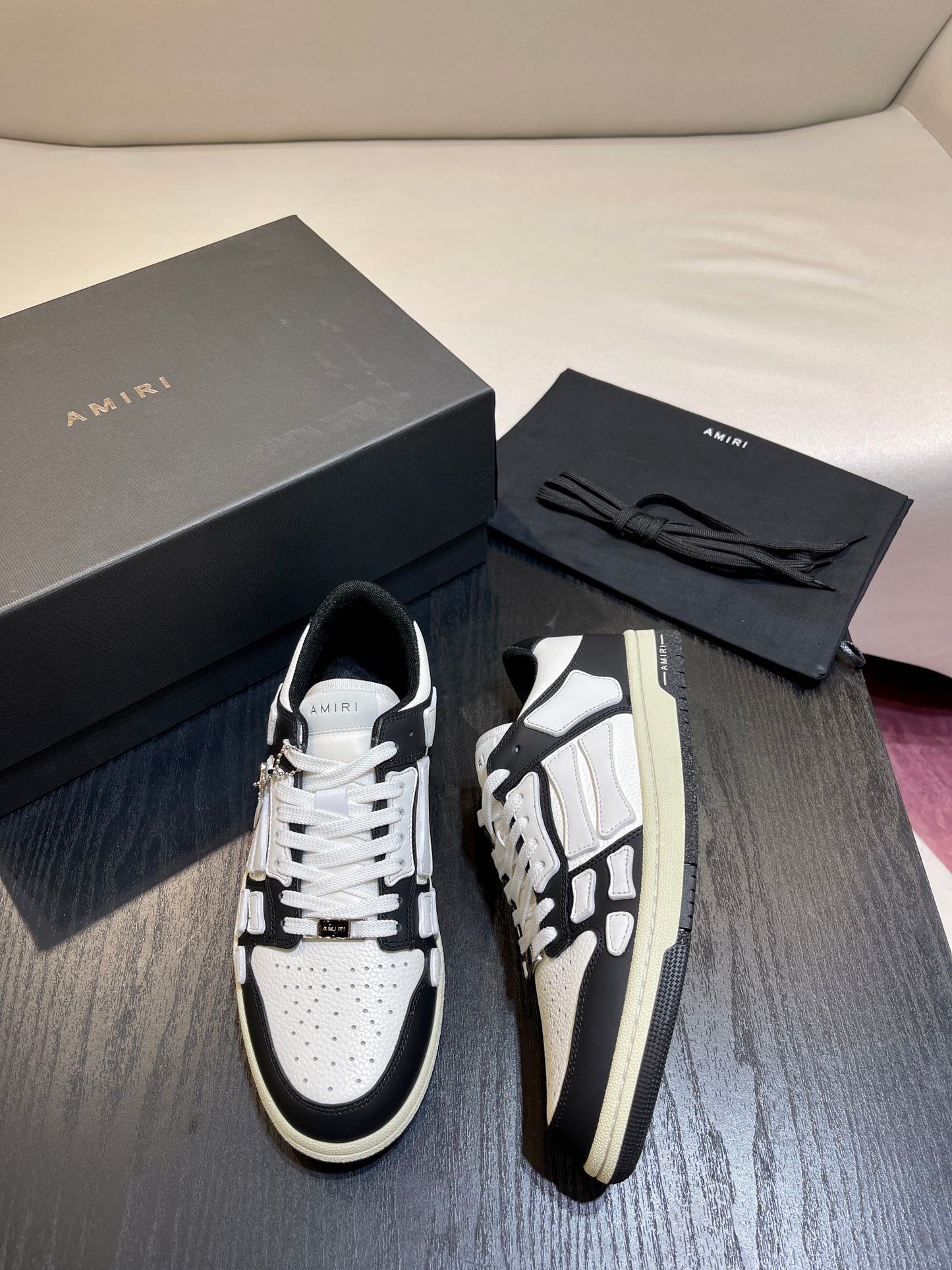 Amiri Leather Low-Top Fashion Sneakers - Casual Sports Shoes