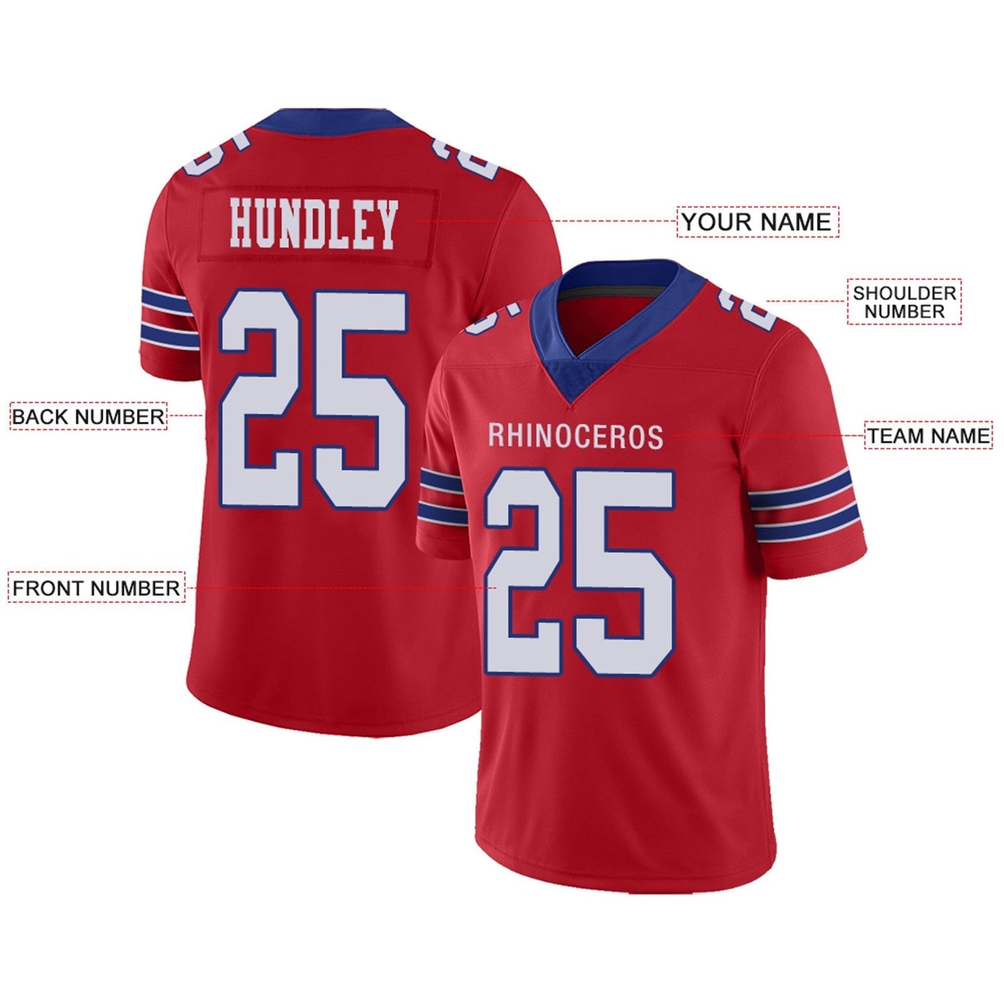 Custom Football Jerseys Team Player or Personalized Design Your Own Name for Men's Women's Youth Jerseys Royal