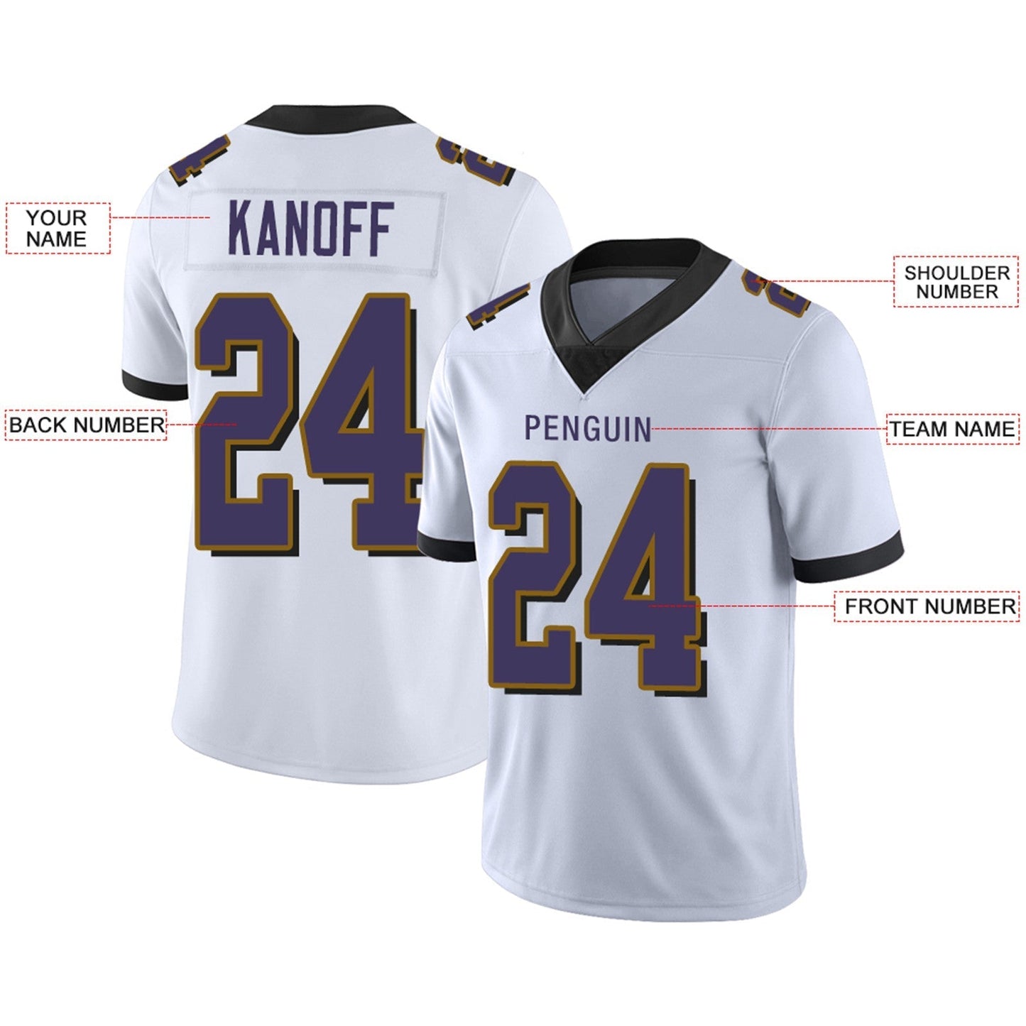 Custom Football JerseyS Team Player or Personalized Design Your Own Name for Men's Women's Youth Jerseys Purple