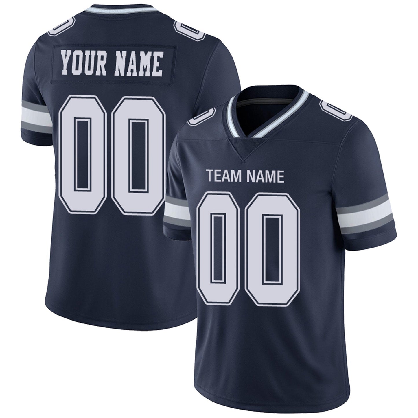 Custom Football Jerseys Team Player or Personalized Design Your Own Name for Men's Women's Youth Jerseys Navy
