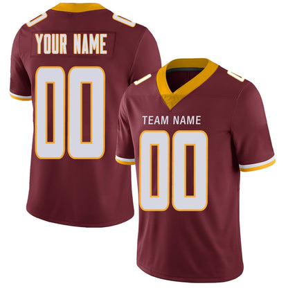 Custom Team Player or Personalized Design Your Own Name for Men's Women's Youth Jerseys Burgundy Football Jerseys