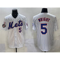 New York Mets #5 David Wright White Fedasgoge With Patch Stitched Jersey