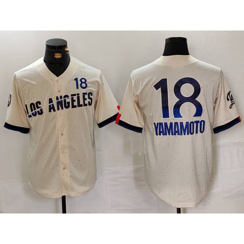 Los Angeles Dodgers #18 Yoshinobu Yamamoto Cream Fedasgoge 2024 City Connect Limited Jersey