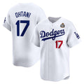 Los Angeles Dodgers #17 Shohei Ohtani White Fedasgoge 2024 World Series Home Limited Cool Base Stitched Jersey