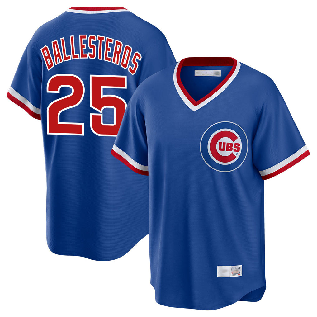 Chicago Cubs #25 Moises Ballesteros Player Royal Fedasgoge T-shirt Cooperstown Collection Limited Stitched Jerseys