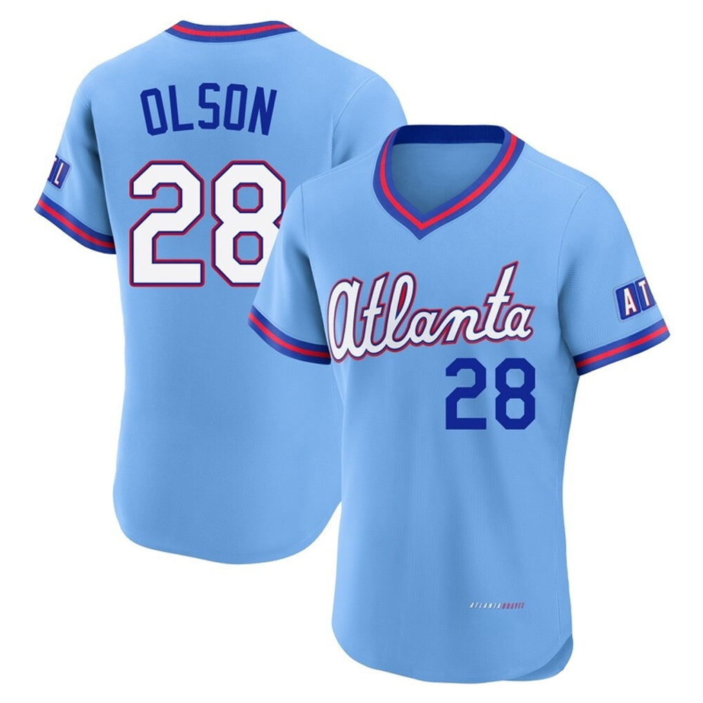Atlanta Braves #28 Matt Olson Player Powder Blue Fedasgoge 2026 City Connect T-shirt Limited Elite Home Game Stitched Jerseys