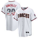 Arizona Diamondbacks #20 Luis Gonzalez Player White Fedasgoge USA 250 Fourth of July Home Game Stitched Jerseys