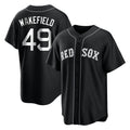 Boston Red Sox #49 Tim Wakefield Player Black Fedasgoge Home Game Stitched Jerseys