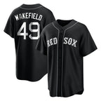 Boston Red Sox #49 Tim Wakefield Player Black Fedasgoge Home Game Stitched Jerseys