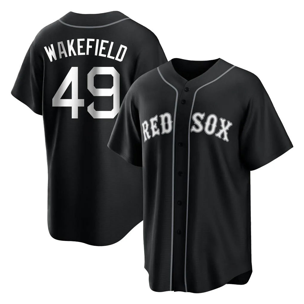 Boston Red Sox #49 Tim Wakefield Player Black Fedasgoge Home Game Stitched Jerseys