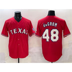 Texas Rangers #48 Jacob deGrom Red Fedasgoge With Patch Cool Base Stitched Jersey