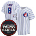 Chicago Cubs #8 Ian Happ White Fedasgoge 2025 World Tour Tokyo Series Home Stitched Jersey
