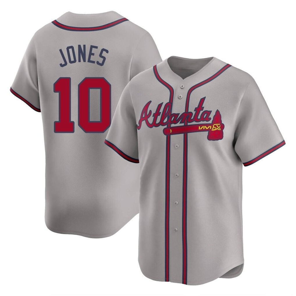 Atlanta Braves #10 Chipper Jones Player Gray Fedasgoge Limited Home Game Stitched Jerseys