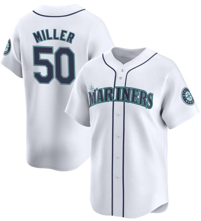 Seattle Mariners #50 Bryce Miller White Fedasgoge Home Limited Stitched jersey