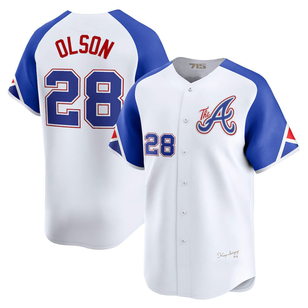 Atlanta Braves #28 Matt Olson White FOULKSSHOP City Connect Limited Player Jersey