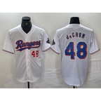 Texas Rangers #48 Jacob deGrom Number White Fedasgoge 2024 Gold Collection Limited Cool Base Jerseys