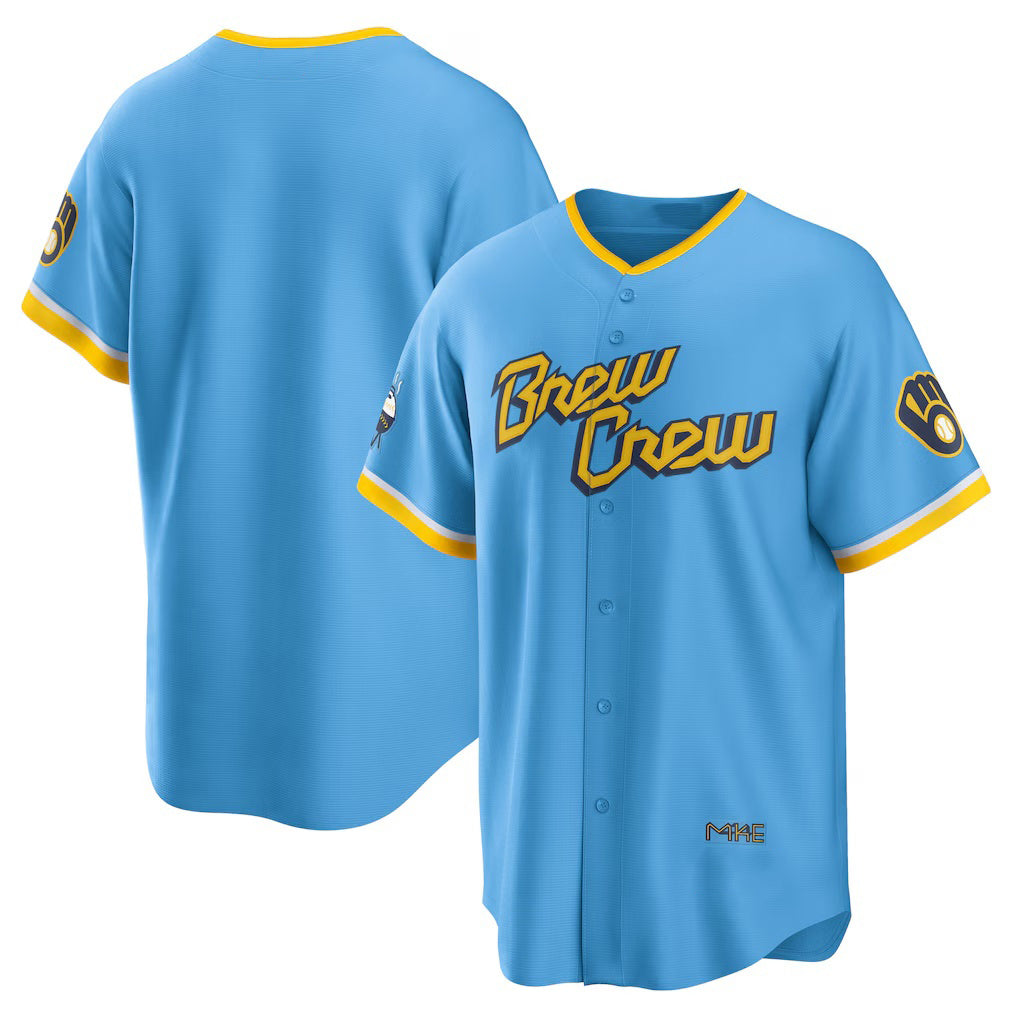 Milwaukee Brewers Powder Blue Fedasgoge City Connect Replica Team Jersey