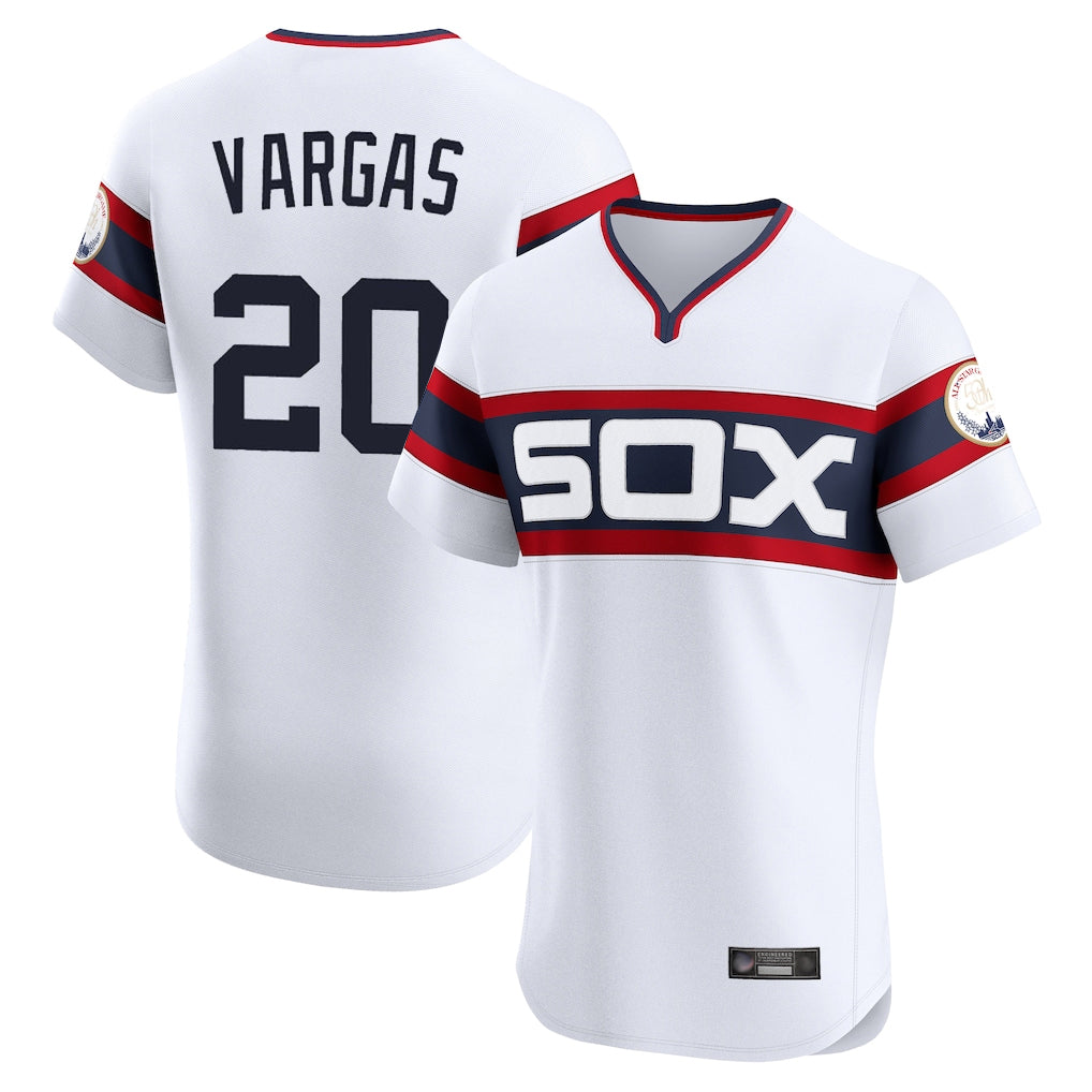 Chicago White Sox #20 Miguel Vargas Player White Fedasgoge T-shirt Limited Elite Home Stitched Jerseys