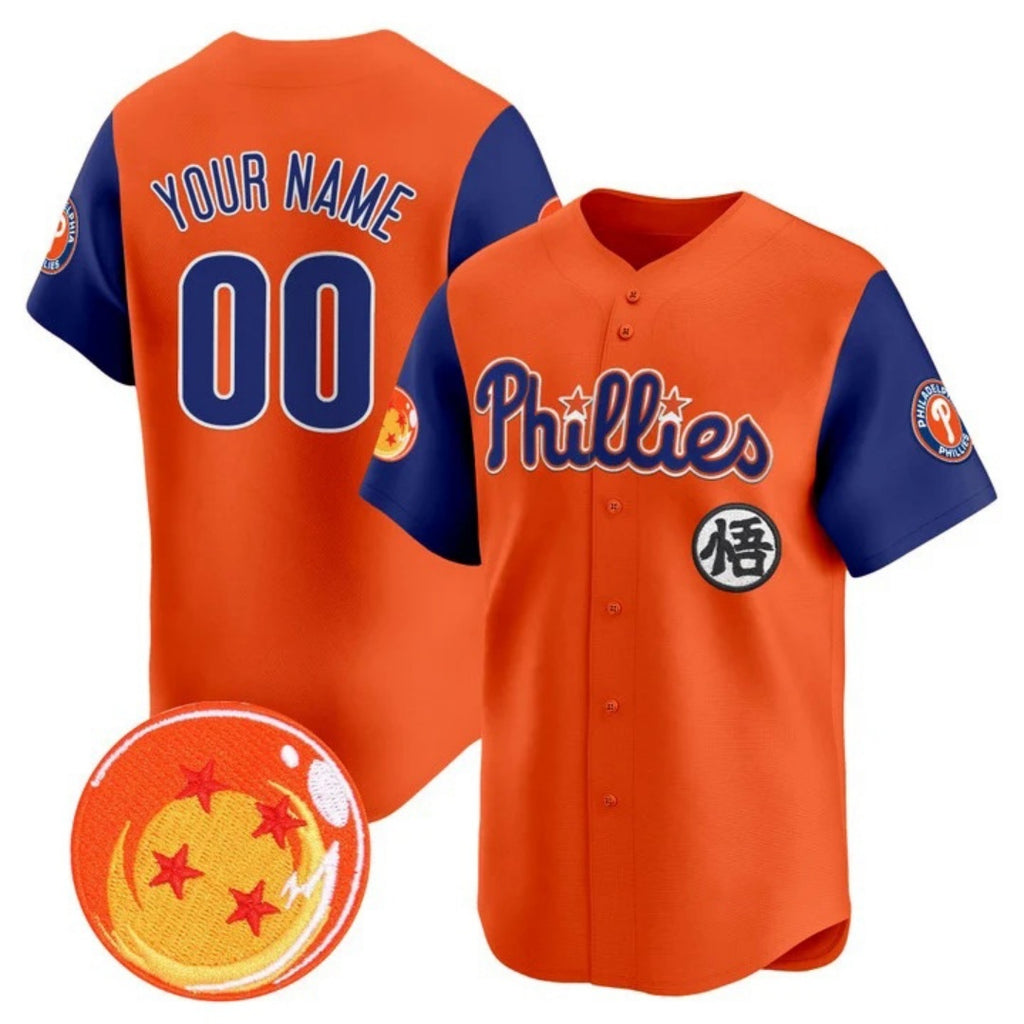 Custom Philadelphia Phillies x Dragon Ball Royal Orange Fedasgoge Vapor Premier Limited Jersey - All Stitched