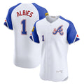 Atlanta Braves #1 Ozzie Albies White FOULKSSHOP City Connect Elite Jersey