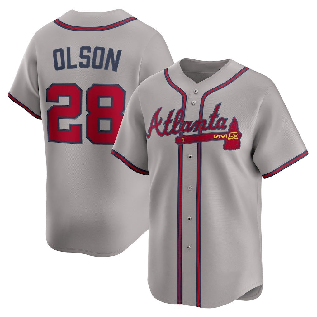 Atlanta Braves #28 Matt Olson Gray FOULKSSHOP Road Limited Player Jersey