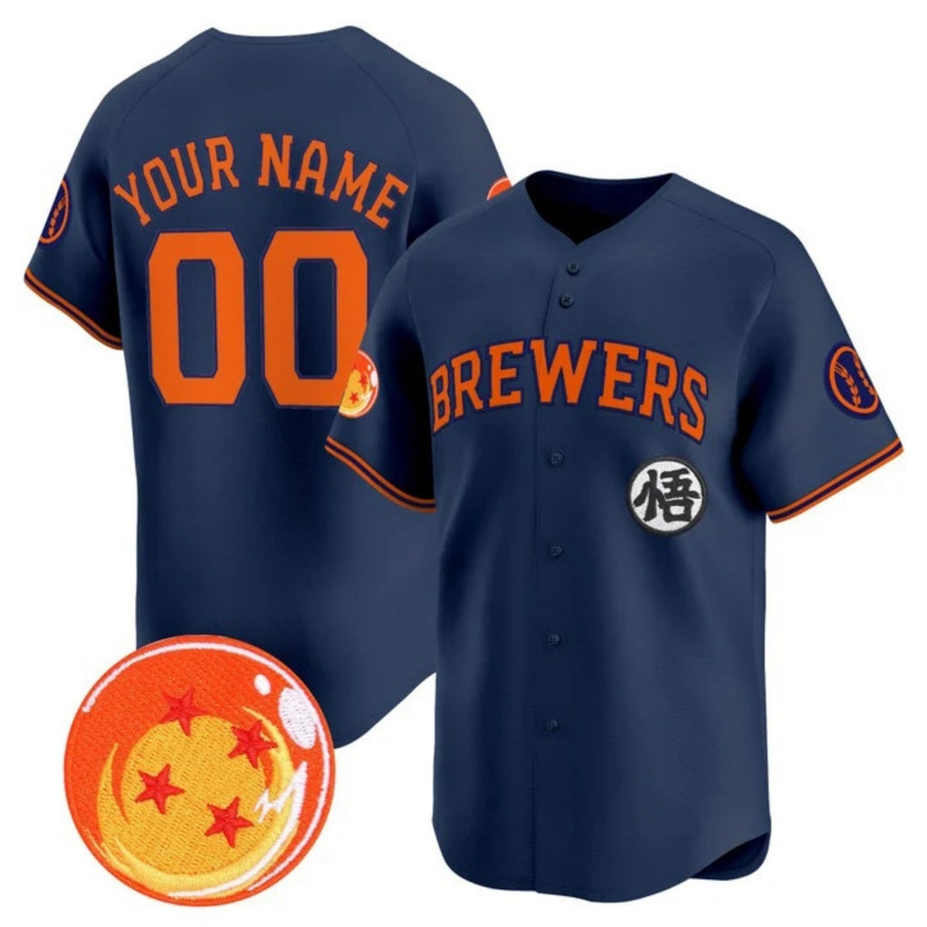 Custom Milwaukee Brewers x Dragon Ball Navy Fedasgoge Vapor Premier Limited Jersey - All Stitched