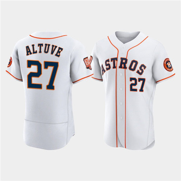 Houston Astros #27 Jose Altuve White Fedasgoge 60th Anniversary Flex Base Stitched Jersey