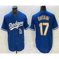 Los Angeles Dodgers #17 Shohei Ohtani Blue Gold Fedasgoge Stitched Cool Base Jerseys