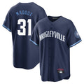 Chicago Cubs #31 Greg Maddux Player Navy Fedasgoge City Connect Home Game Stitched Jerseys