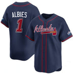 Atlanta Braves #1 Ozzie Albies Navy FOULKSSHOP 2025 Speedway Classic Alternate Limited Stitched Jersey