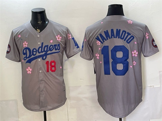 Los Angeles Dodgers #18 Yoshinobu Yamamoto Grey Fedasgoge 2025 Tokyo Series Limited Stitched Jersey