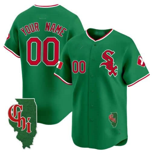 Custom Chicago White Sox Mexico Vapor Premier Limited Jersey ¨C Illinois Patch ¨C Green Fedasgoge
