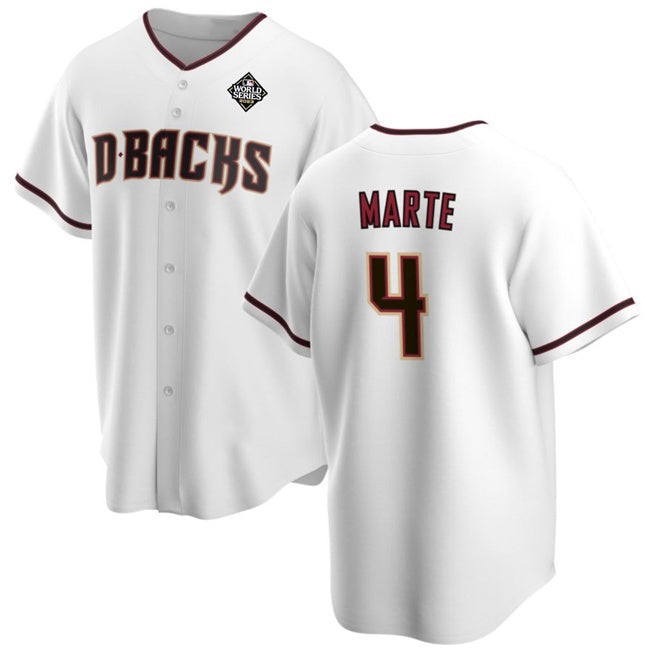 Arizona Diamondbacks #4 Ketel Marte White Fedasgoge 2023 World Series Cool Base Stitched Jersey
