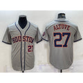 Houston Astros #27 Jose Altuve Number Grey Fedasgoge With Patch Stitched Cool Base Jersey