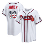 Atlanta Braves #10 Chipper Jones Player White Fedasgoge USA 250 Fourth Of July Limited Home Game Stitched Jerseys